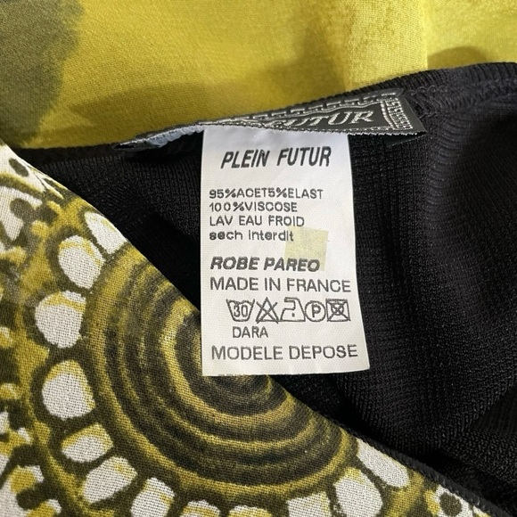 Artsy Boho Abstract Print Dress Black Layered Asymmetrical Midi Vintage XL - Picture 12 of 13